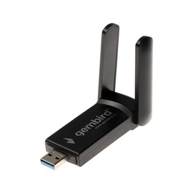 Адаптер Wi-Fi+Bluetooth Gembird WNP-UA-020, 1300 Mbps, USB, двухдиапазонный, антенна, чёрный 1012099