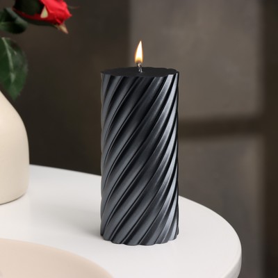 Свеча-цилиндр «Спираль», 5×10 см, мокрый асфальт, 6 ч