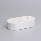 Свечи "Мрамор" в овальном подсвечнике из гипса,12х6х3см, белый перламутр - фото 7845035