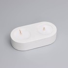 Свечи "Мрамор" в овальном подсвечнике из гипса,12х6х3см, белый перламутр - фото 7845037