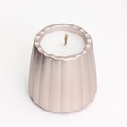 Свеча в подсвечнике из гипса с гладкими гранями, 9,5х9см, шампань - фото 24267163