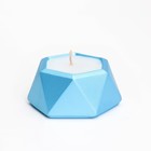 Свеча "Шестиугольник. Мрамор" в подсвечнике из гипса малый,7х3,5см,голубой - Фото 2