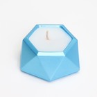 Свеча "Шестиугольник. Мрамор" в подсвечнике из гипса малый,7х3,5см,голубой - Фото 3