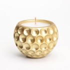 Свеча "Шар в точку" в подсвечнике из гипса,  8х6см, золото - фото 24267203