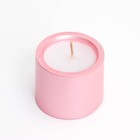 Свеча "Цилиндр" в подсвечнике из гипса малый, 5х3,5см,розовый - Фото 3