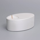 Свеча "Узкий овал. Мрамор" в подсвечнике из гипса,11,5х7х4см,белый перламутр - фото 7845189