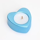 Свеча "Сердце малое. Мрамор" в подсвечнике из гипса, 7х3см,голубой - фото 7845214