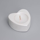 Свеча "Сердце малое. Мрамор" в подсвечнике из гипса, 7х3см,белый преламутр - Фото 2
