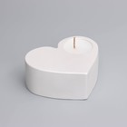 Свеча "Сердце большое. Мрамор" в подсвечнике из гипса,10,5х9х4,5см,белый перламутр - фото 7845226