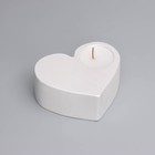 Свеча "Сердце большое. Мрамор" в подсвечнике из гипса,10,5х9х4,5см,белый перламутр - фото 7845229