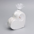 Свеча "Сердце большое. Мрамор" в подсвечнике из гипса,10,5х9х4,5см,белый перламутр - Фото 6
