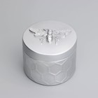 Свеча "Мед" в подсвечнике из гипса с крышкой, 7,5х5,7см, серебро - Фото 6