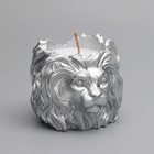 Свеча "Лев" в подсвечнике из гипса, 8,5х8х7см,серебро - Фото 2