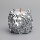 Свеча "Лев" в подсвечнике из гипса, 8,5х8х7см,серебро - Фото 3