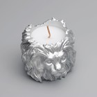 Свеча "Лев" в подсвечнике из гипса, 8,5х8х7см,серебро - Фото 5