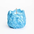 Свеча "Лев" в подсвечнике из гипса, 8,5х8х7см,голубой - фото 7845311