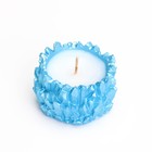 Свеча "Кристаллы" в подсвечнике из гипса,6х4см, голубой - Фото 3