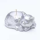Свеча "Кошка" в подсвечнике из гипса,8,5х13х7см,серебро - Фото 2