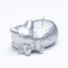 Свеча "Кошка" в подсвечнике из гипса,8,5х13х7см,серебро - Фото 3