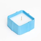 Свеча "Квадрат"в подсвечнике с узкими гранями из гипса, 7,5х3,5см, голубой - фото 7845357