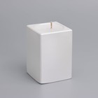 Свеча "Квадрат" в подсвечнике из гипса, 5х8см,белый перламутр - фото 7845368