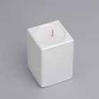 Свеча "Квадрат" в подсвечнике из гипса, 5х8см,белый перламутр - фото 7845369