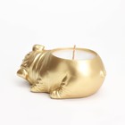 Свеча "Бульдог" в подсвечнике из гипса,8х12х4,5см, золото - фото 23145794