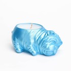 Свеча "Бульдог" в подсвечнике из гипса,8х12х4,5см, голубой - Фото 2