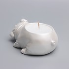 Свеча "Бульдог" в подсвечнике из гипса,8х12х4,5см, белый перламутр - фото 23137404