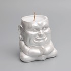 Свеча "Будда" в подсвечнике из гипса,8х8х8,5см, белый перламутр - Фото 2