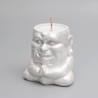 Свеча "Будда" в подсвечнике из гипса,8х8х8,5см, белый перламутр - Фото 3