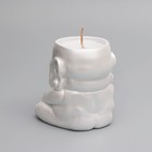 Свеча "Будда" в подсвечнике из гипса,8х8х8,5см, белый перламутр - Фото 4