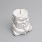 Свеча "Будда" в подсвечнике из гипса,8х8х8,5см, белый перламутр - Фото 5