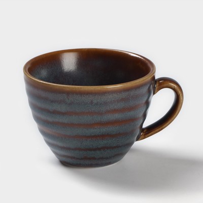 Чашка Magistro Garland, 200 мл, фарфор, синяя, коричневая