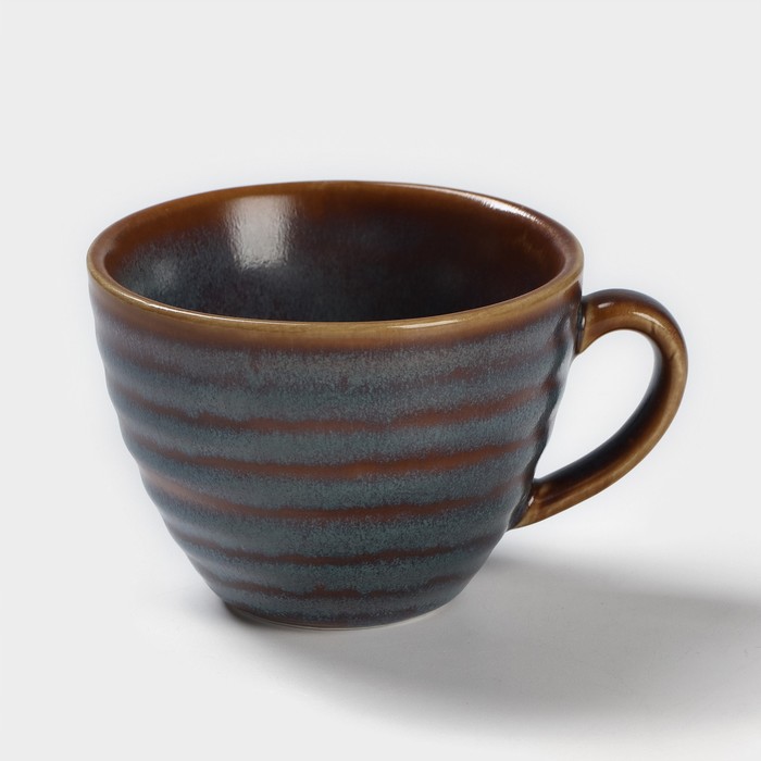 Чашка Magistro Garland, 200 мл, фарфор, синяя, коричневая - Фото 1