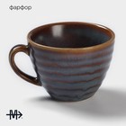 Чашка Magistro Garland, 200 мл, фарфор, синяя, коричневая - Фото 2