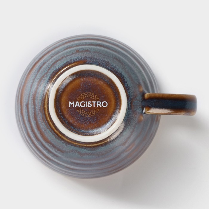 Чашка фарфоровая Magistro Garland, 200 мл, цвет синий - фото 1926877559