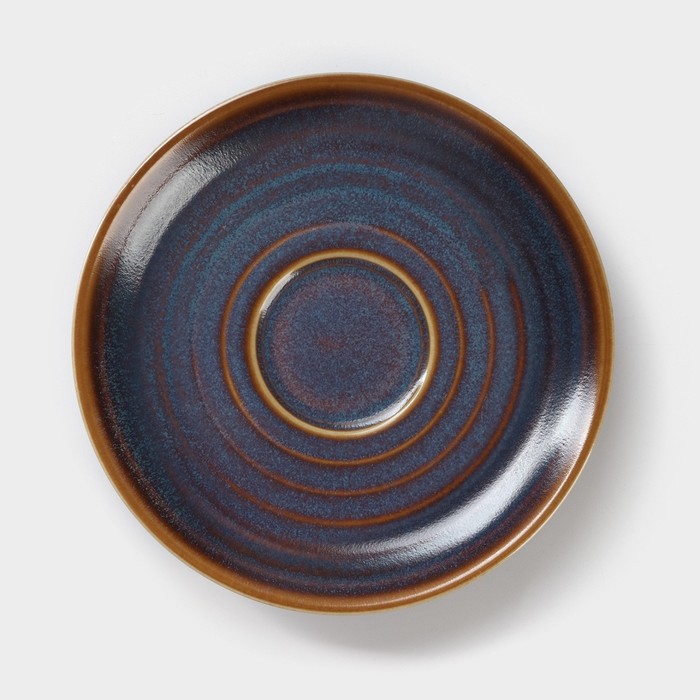 Блюдце фарфоровое Magistro Garland, d=14.2 см, синий - Фото 1