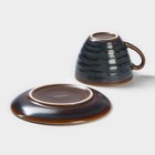 Чайная пара фарфоровая Magistro Garland, 2 предмета: чашка 200 мл, блюдце d=14,2 см, цвет синий - Фото 4
