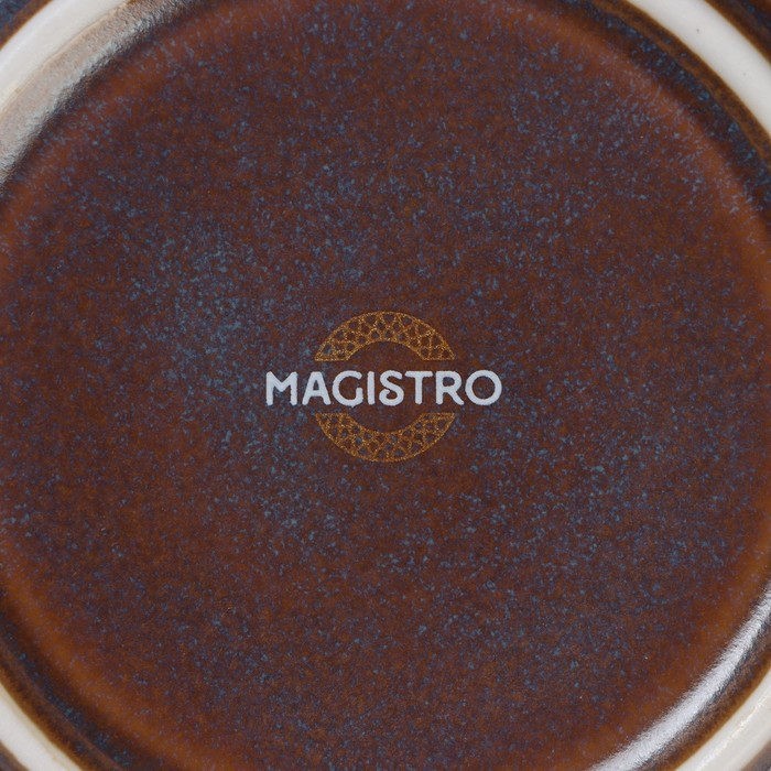 Чайная пара фарфоровая Magistro Garland, 2 предмета: чашка 200 мл, блюдце d=14,2 см, цвет синий - фото 1906455637