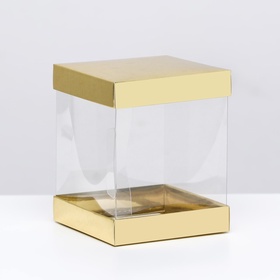 Коробка с PVC Мини «Золото» для цветов и подарков, 10?10?12 см (комплект 10 шт)