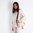 Сумка женская кросс-боди на молнии, 22×11×15 см, с принтом, бежевая - Фото 2