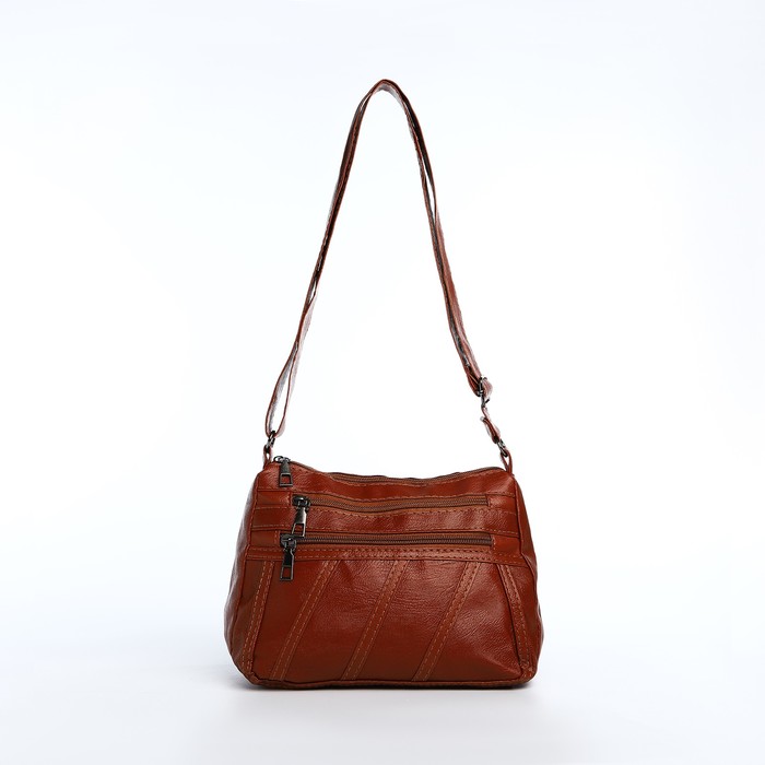 Сумка женская кросс-боди на молнии, 24×8×18 см, коричневая - Фото 1