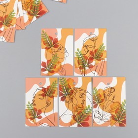 Бирка картон "Осень Девушка" набор 10 шт (5 видов) 4х6 см