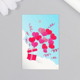 Бирка картон "Сердечки" 4х6 см (комплект 20 шт)