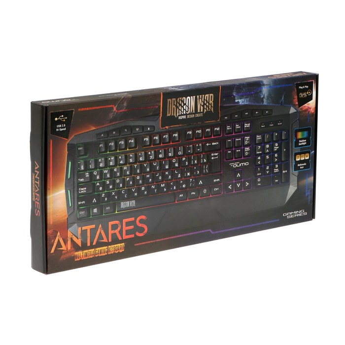 Клавиатура Qumo Antares K60, игровая, проводная, мембранная, 114 клавиш, USB, подсв, чёрная - фото 51485833