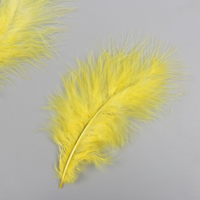 Набор декоративных перьев "Рукоделие", 20 шт (желтый цвет), длина пера 13-16 см