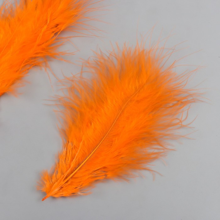 Набор декоративных перьев "Рукоделие", 20 шт (оранжевый цвет), длина пера 13-16 см - Фото 1