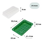 Мини - парник для рассады, 25×17.5×4.5 см, 24 ячейки под таблетки для рассады d=3 см, пластик, Greengo - Фото 5