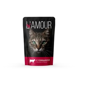 Влажный корм  "L’AMOUR" для кошек, говядина в соусе, 75 г 10121323